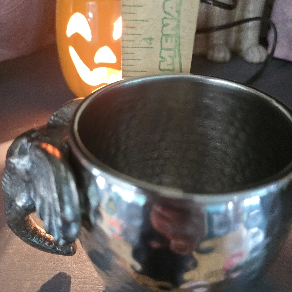Pier 1 Imports Hammered Metal African Elephant Mug Cup
